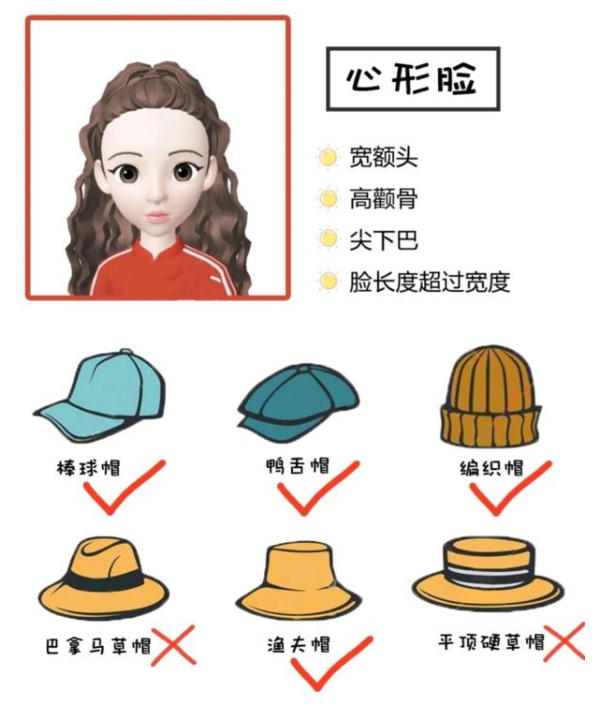 选帽技巧心形脸